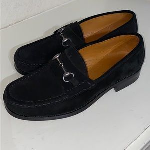 Men’s Bill Blass Black Suede Horse-bit Loafers